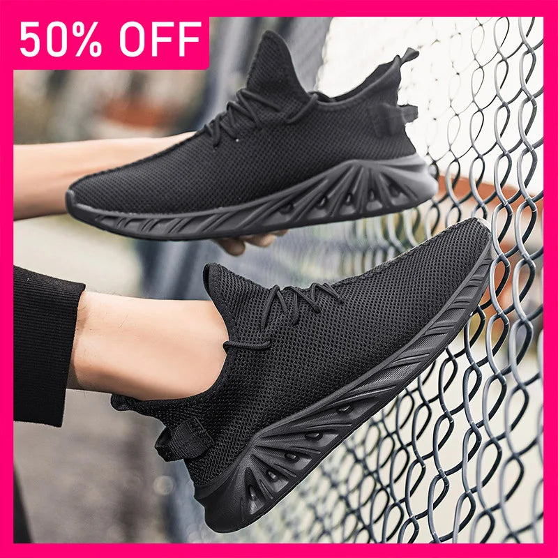 Men Sports Shoes Simple Mesh Breathable Outdoor Fitness Shoes New Soft Soled Anti Slip Rebound Comfortable Jogging Tennis Shoes