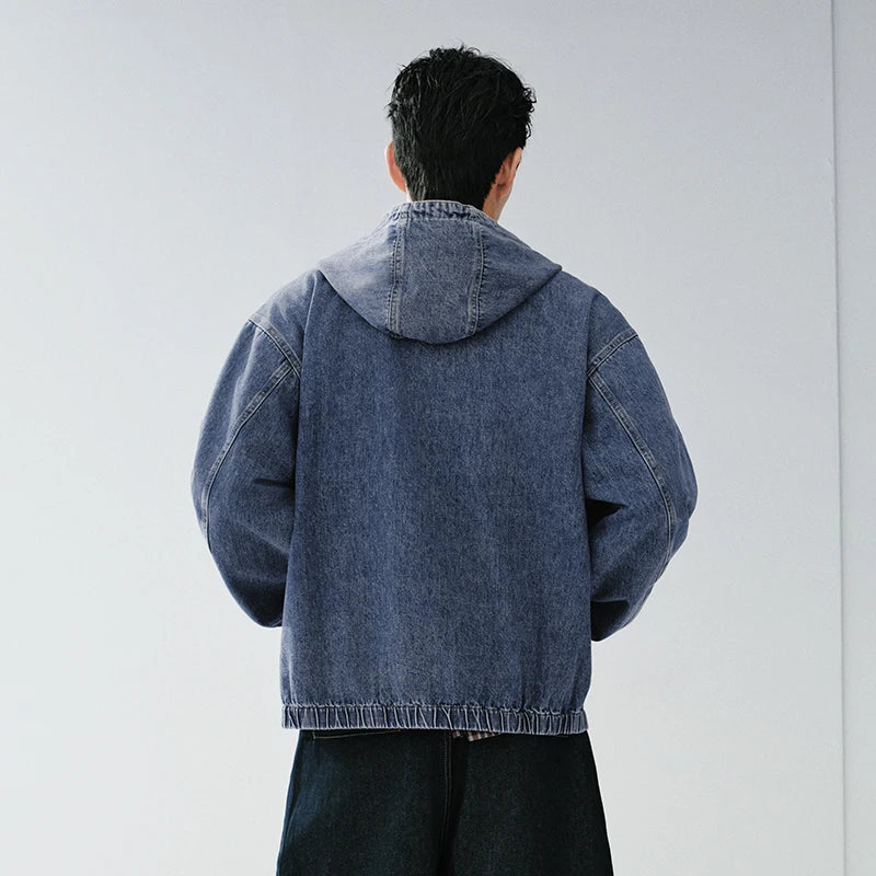 Semir American Jacket Men 2026 Spring Hooded Denim Street Style Vintage Loose Casual Fashion Stylish Outerwear Top