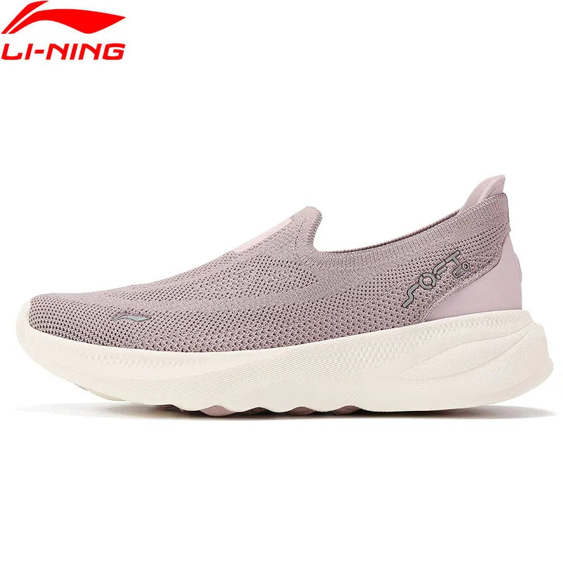Li-Ning Women's SOFT GO 2 KNIT Slip-on Casual Walking Shoes Breathable Cushion Flexible LiNing Comfortable Sneakers AGLV018