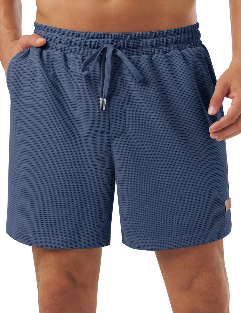 TACVASEN Men's Casual Waflle Shorts Knit 5'' Elastic Waist Drawstring Summer Beach Shorts Lightweight Breathable Streetwear 2026