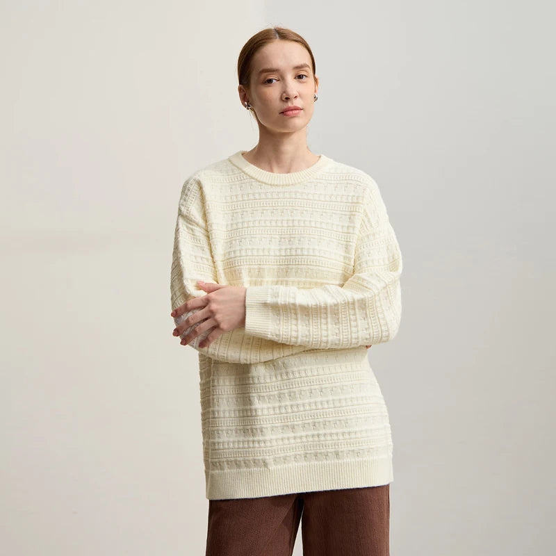 អាវយឺត Amii Pullover ឆ្នាំ ២០២៥ រដូវរងាថ្មីធម្មតារឹងមាំអាចបត់បែនបាន O-neck អាវក្រៅដៃវែងរលុងសម្រាប់ស្ត្រីប៉ាក់ 12544193