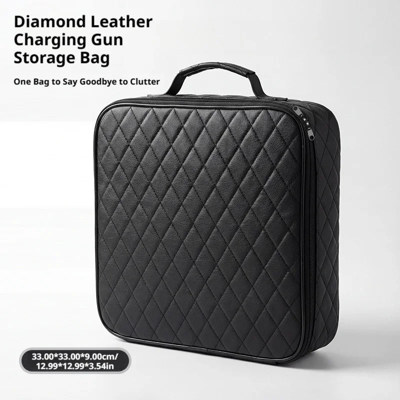 SEAMETAL Electric Car Charger Box Waterproof Car Rechargeable Gun Organizer Tool Storage Bag Handbag for Car Charging Cable Case