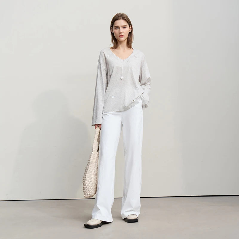 Amii Women's Minimalism Pants 2026 Autumn New Office Lady Versatile Wide Leg Female Trousers Solid Casual Loose Pants 12651006