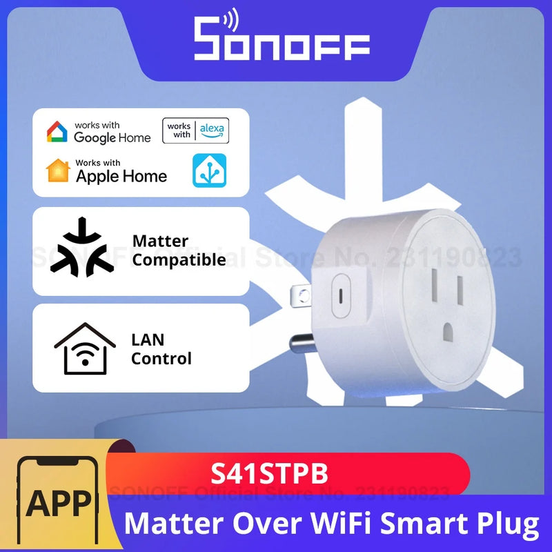 SONOFF S41STPB IPlug Gen2 S41s US Socket Matter Over WiFi Smart Plug App & Voice Control Inching Mode Time Schedule Smart Scene