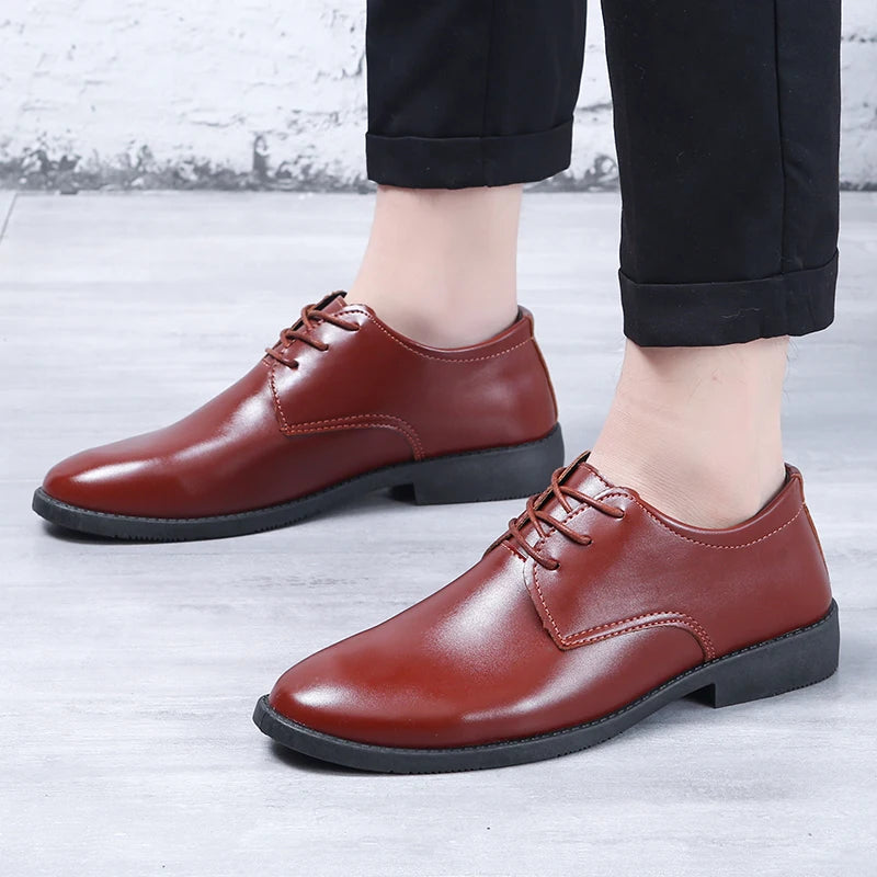 Men's casual British leather shoes four seasons lightweight soft soled business Dress leather shoes fashion versatile men's shoe