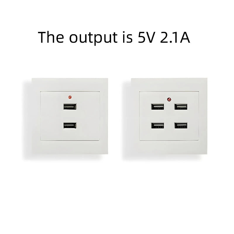 DepoGuye Universal usb Wall Outlet, bedroom embedded 4 port USB socket wall, with LED light,,2.1A mobile phone charging socket