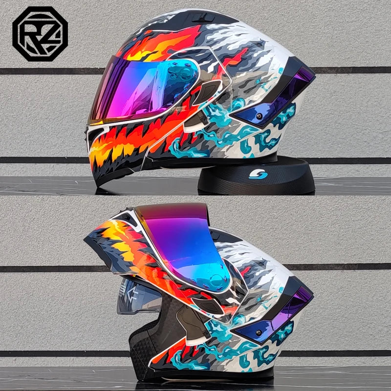 2025 ORZ Latest Motorcycle Helmet Dual Lens Modular Flip Helmet Casco para Motos Off road Racing Helmet Capacetes de Moto