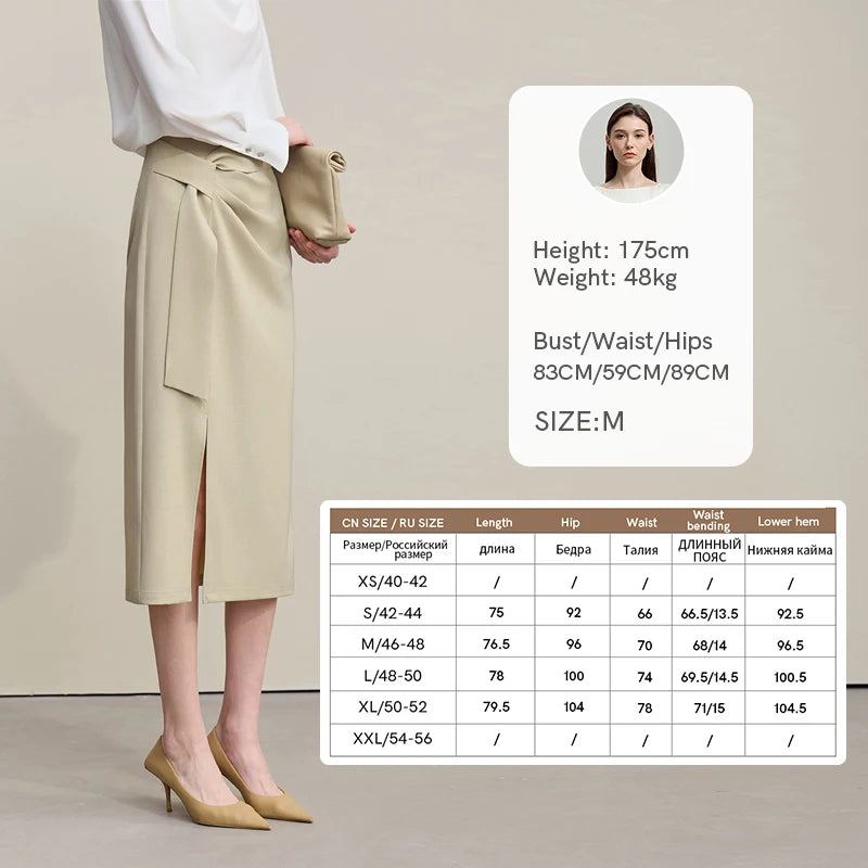 Amii Anti-wrinkle Women's Skirt 2026 Autumn New H-Line Elegant Split Skirt Solid Mid-length Versatile Women's Clothing 12621005