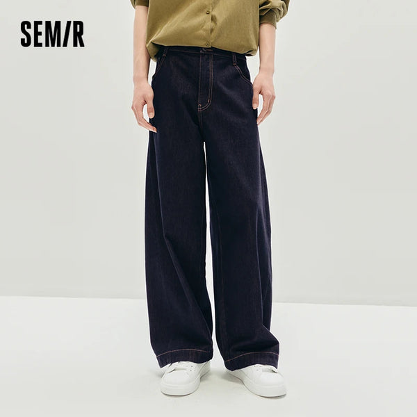 ខោខូវប៊យបុរស Semir រលុង ជើងធំកោង មានគែមក្រវ៉ាត់កពណ៌ខ្មៅ រចនាប័ទ្មធម្មតា ខោខូវប៊យរដូវស្លឹកឈើជ្រុះ សម្រាប់ស្លៀកប្រចាំថ្ងៃក្នុងទីក្រុង ឆ្នាំ២០២៦