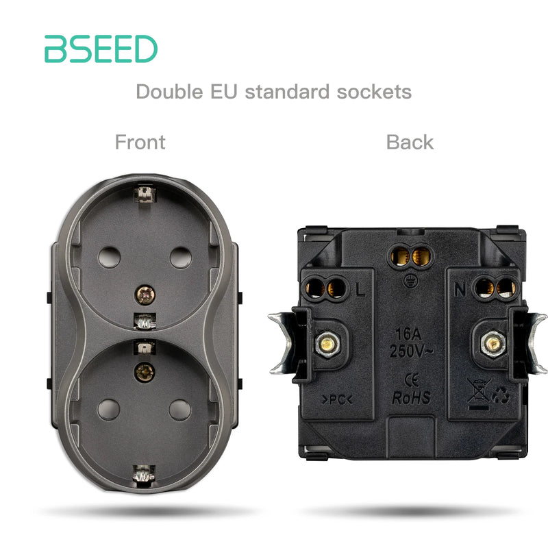 BSEED Matter Touch Switch Part 1/2/3Gang Smart Switch Tuya Smart Life APP Control EU Socket Module Glass Panel Free Combination