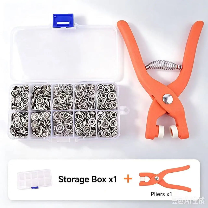 Five Claw Snap Fastener Pliers Kit, No Sew Prong Snap Button Installation Tool, Metal Invisible Press Studs for Clothes, Shoes