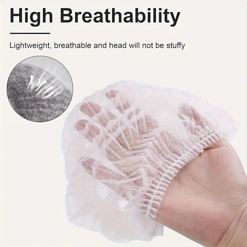 10/20pcs Disposable Non-woven Hat,Kitchen, Factory Hair Net,Workshop Dustproof Breathable Strip Hat,Drawstring Closure.