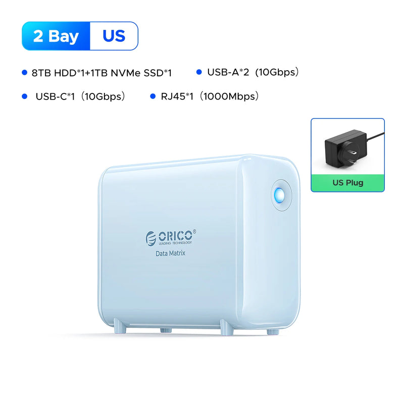 ORICO DataMatrix Editing Hybrid Converged Storage WD Red HDD,NVMe SSD,RGB Aura ,10Gbps USB & RJ45,Seamless Workflow for Creators