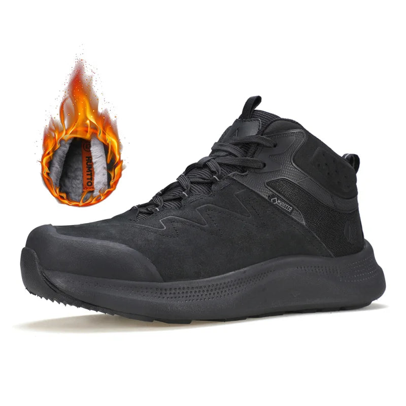 HUMTTO Outdoor Anti-slip Hiking Boots Men Mountain Sneakers Winter Keep Warm Trekking Shoes Genuine Leather Camping Sports Shoe