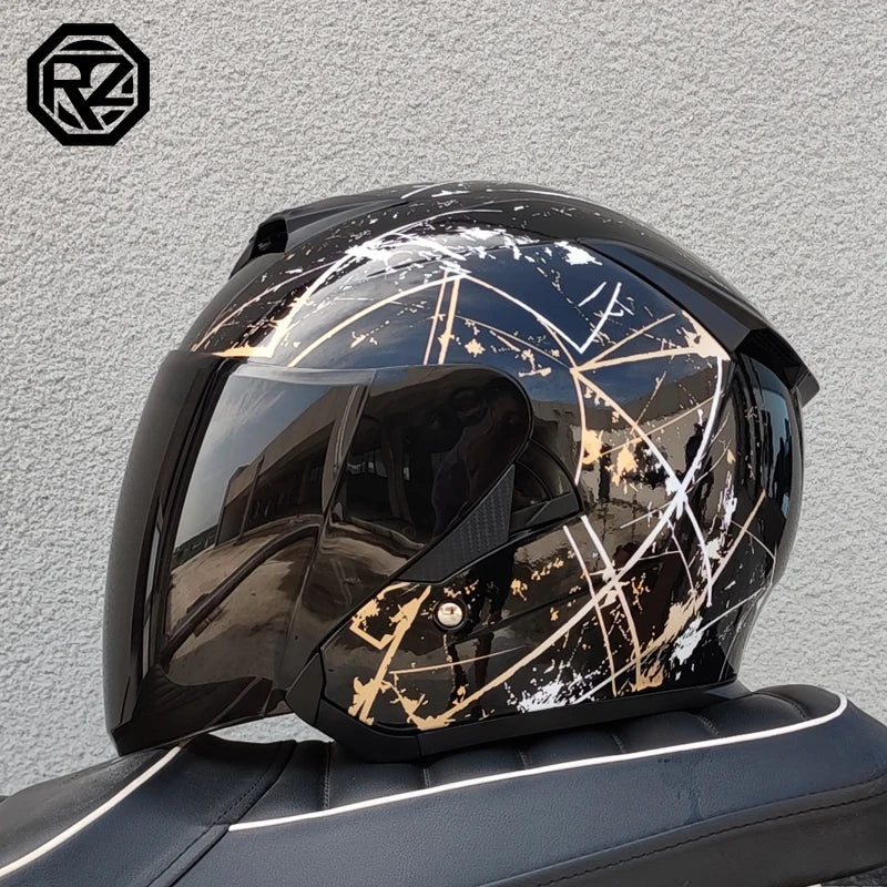 ORZ semi covered dual lens motorcycle helmet DOT approved men's and women's urban commuting helmet Capacite Casco