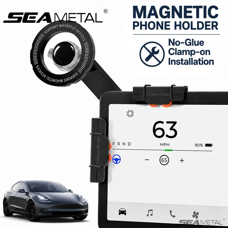 SEAMETAL Car Mounted Display Screen Phone Holder 360 Degree Rotation Magnetic Center Control Phone Mount for Car Accessories