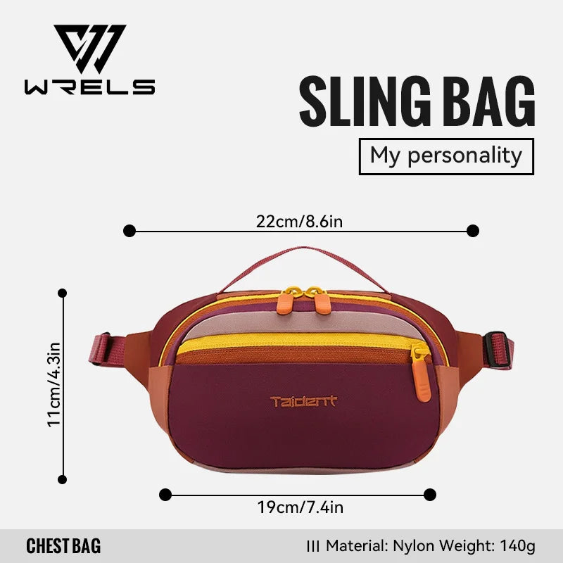 WRELS Crossbody Bag Waterproof Single-Shoulder Bag Lightweight Chest Bag Large Capacity Waist Bag Outdoor Hiking Fanny Pack