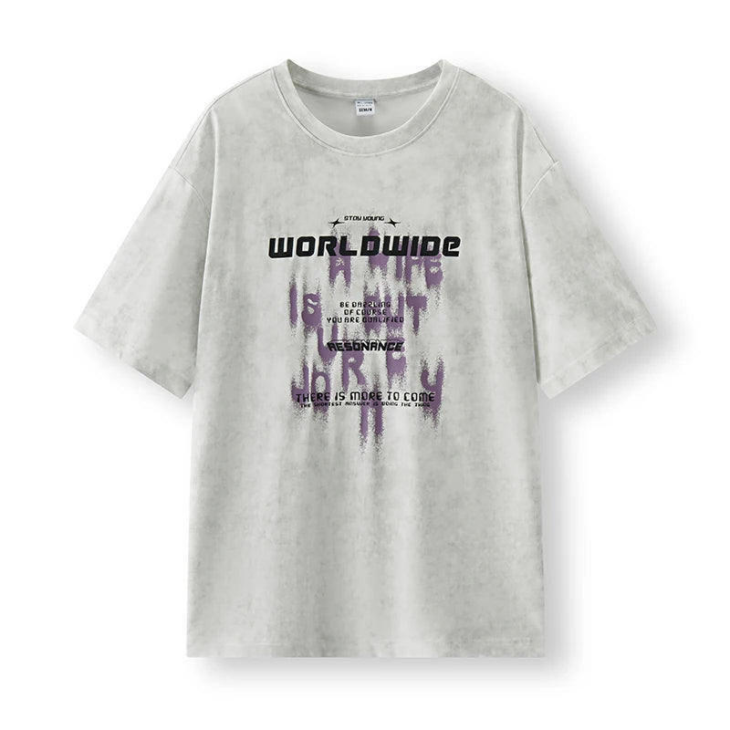 Semir Mens Tshirt 2026 Color Block Letter Knitted Loose Soft Crew Neck Light Batik Texture Casual Fashion