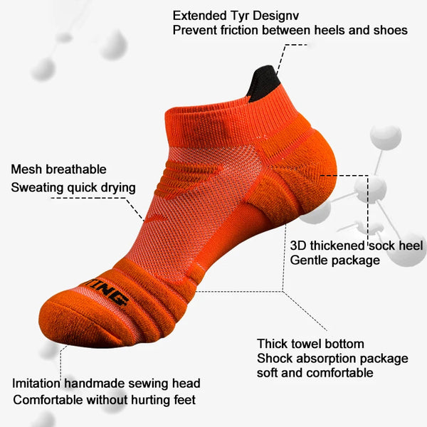 WRELS 1/2/3 Pairs Cycling Socks Cushioned Low Cut Ankle Socks Men Women Moisture Wicking Breathable Running Casual Athletic Sock