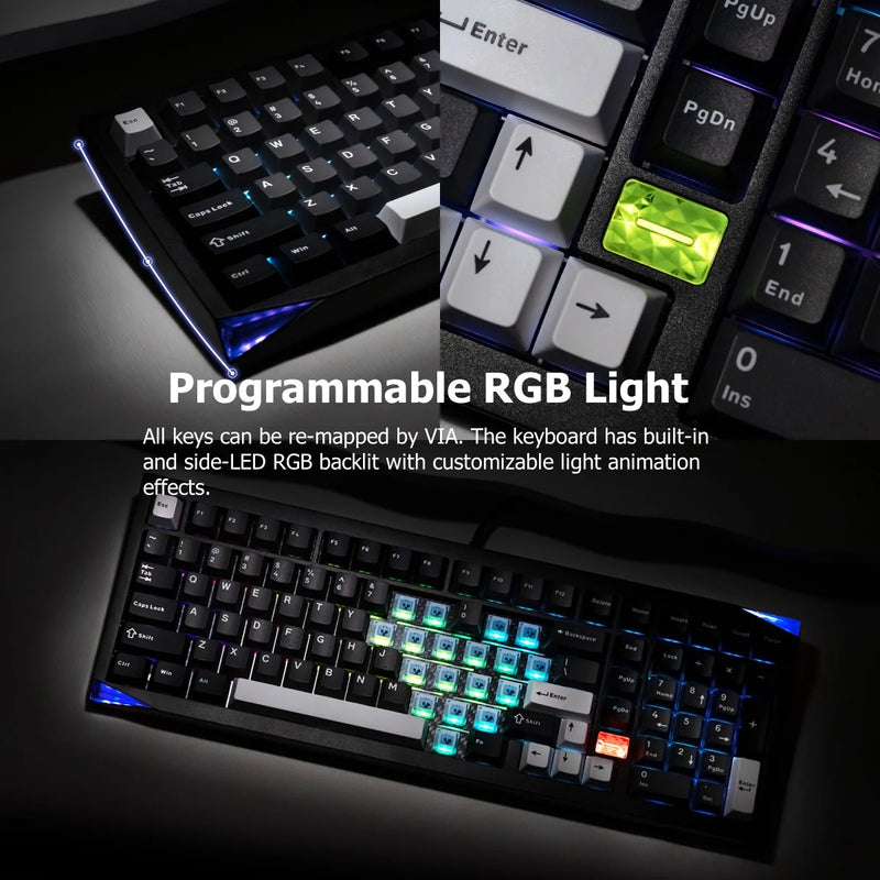 Akko Mineral 02 Keyboard/Barebone Kit Aluminum 102 Keys VIA RGB Hot Swap Tri-mode Wireless Custom Mechanical Keyboard/Kit Gasket