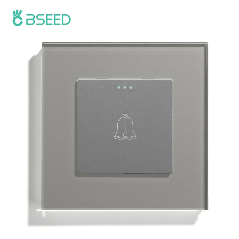 BSEED EU Standard Mechanical Button Switch Doorbell Switch Tempered Galss Frame Push Switch for House Hotel