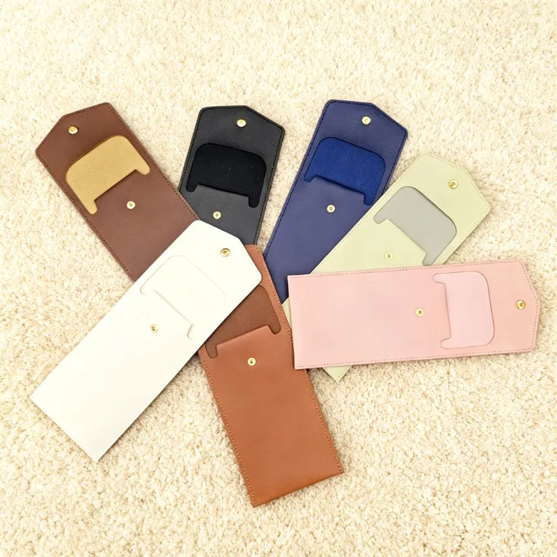 1pc PU Leather Pencil Case Storage Bag,Glasses Portable Stationery Bag Large-capacity  Business Office Pen Storage Bag.