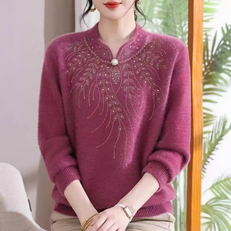Basic Long Sleeve Sweater Women Oversized Short Knitted Cashmere Pullover Female Casual Thick Warm Soft Tops Mother Clothing