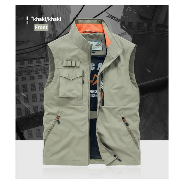 Outdoor Quick-Drying Vest Men's Thin Multi-Pocket Large-Sized Fishing Suit Casual Work Vest Photography Work Jacket