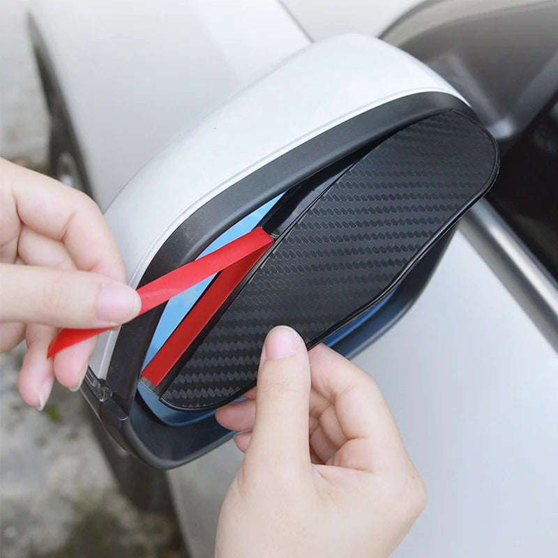 2Pcs Carbon Fiber Car Rearview Mirror Rain Shield Eyebrow Flexible Car Rearview Mirror Rain Shield Protector Eyebrow Rain Cover