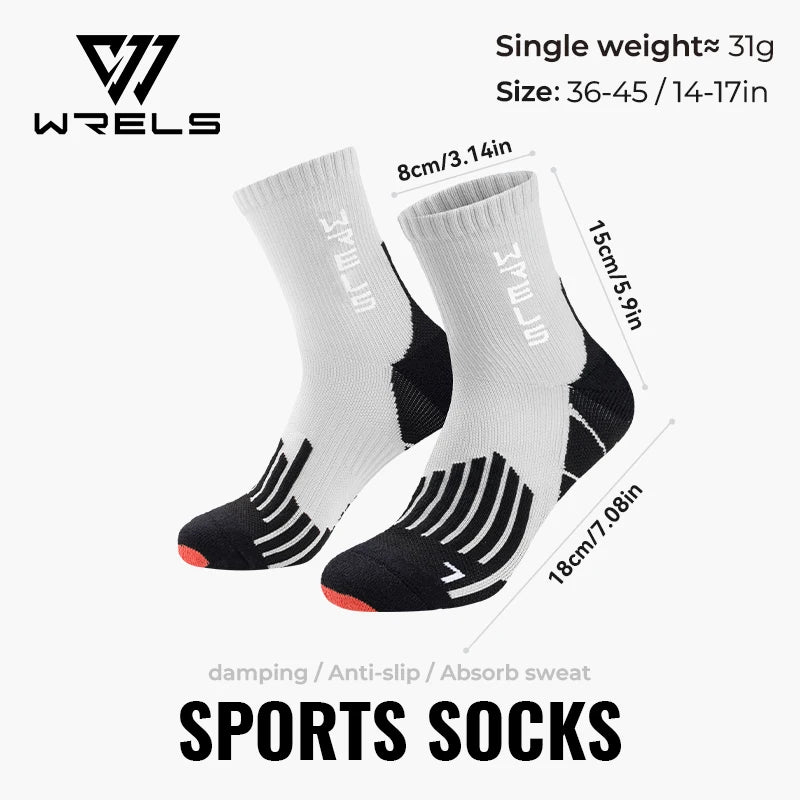 WRELS Sports Socks Arch Support 3D Anti Slip Quick Dry Breathable Cushioned Soccer Gym Training Outdoor Athletic Socks Men Women