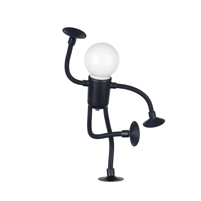 Cute Modern Mini Tabletop Desk Lamp with Suction Cup Night Light Portable Cartoon Sportsman Bulb Bendable Shelves Decor