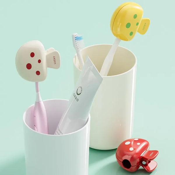 1pc Mushroom Toothbrush Holder Travel Toothbrush Cover Dust-proof Toothbrush Head Protective Clip Home Storage Box
