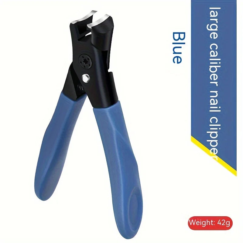Large Opening Nail Clipper for Thick Hard Toenails,Ergonomic Blue Handle,25°Beveled Blade,Durable Stainless Steel Construction