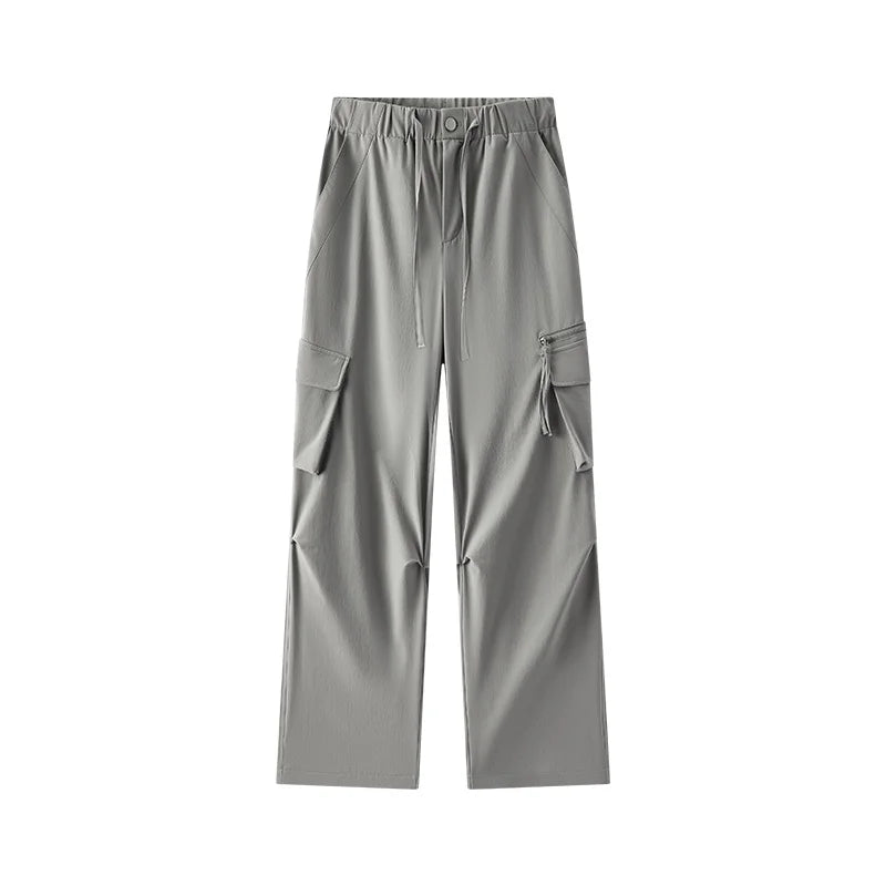 Semir Cargo Pants Woman Loose Solid Texture Elastic Waist Drawstring High Street Simple Style Wide Leg Pants Women Spring 2026