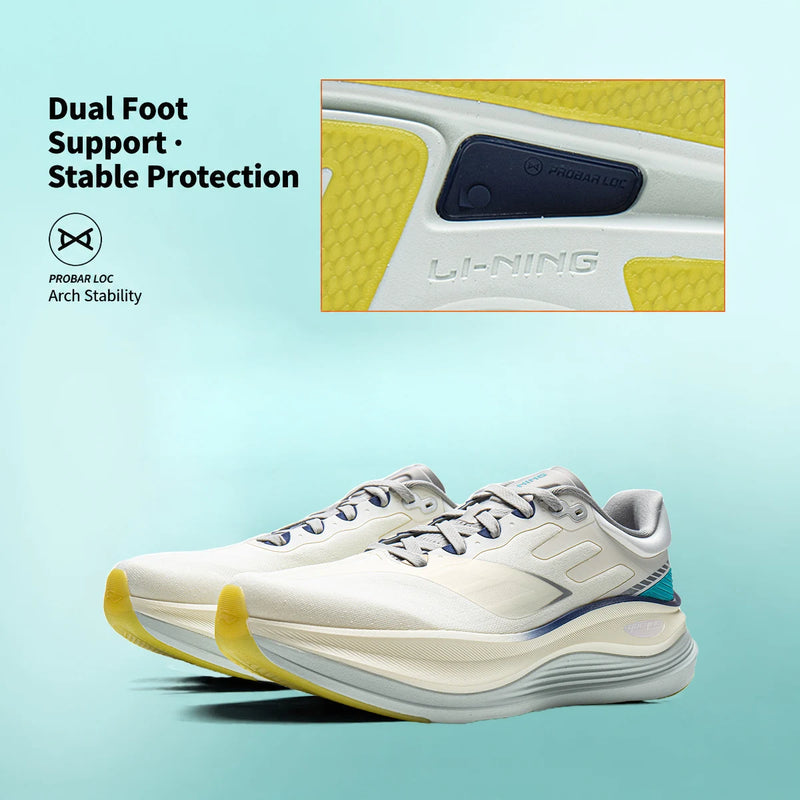 ស្បែកជើងរត់បុរស LiNing YUEYING 5 PRO Optimized Cushion ជាមួយប្រអប់ម្រាមជើងធំទូលាយ SUPER BOOM LiNing Sneakers ARHV013 ARHW001