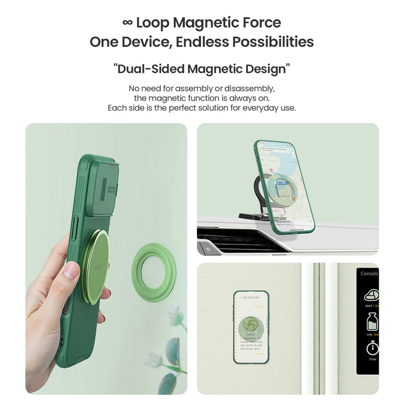 NILLKIN Magnetic Phone Holder For iPhone 16 Foldable Ring Buckle Back Adhesive Stand Portable Car Phone Holder For Huawei Xiaomi