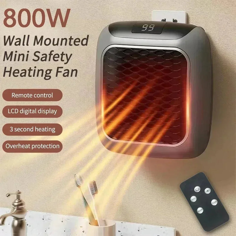 ម៉ាស៊ីនកម្តៅខ្នាតតូច 800W, ម៉ាស៊ីនកម្តៅបន្ទប់ទឹកសេរ៉ាមិច PTC កំដៅលឿនជាមួយឧបករណ៍បញ្ជាពីចម្ងាយ, ម៉ាស៊ីនកម្តៅអគ្គិសនីម៉ោនលើជញ្ជាំងសម្រាប់ប្រើប្រាស់ក្នុងផ្ទះ