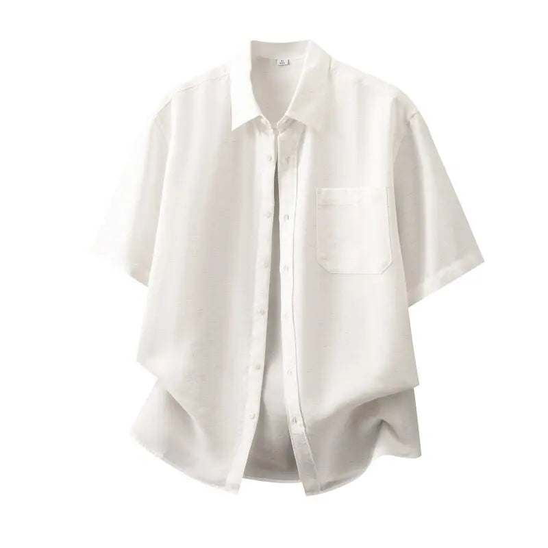 DUKEEN Men's Lyocell Linen Shirt Summer Short Sleeve Lightweight Breathable Cooling Casual Button Down Shirt