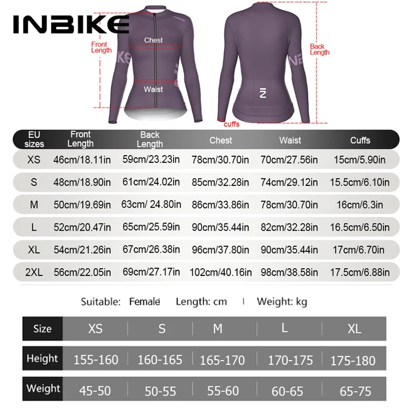 INBIKE Women's Long Sleeve Jersey MTB Cycling Jersey Spring  Autumn Biking Clothing Slim Top Shirts for Riding Road Bike Clothes