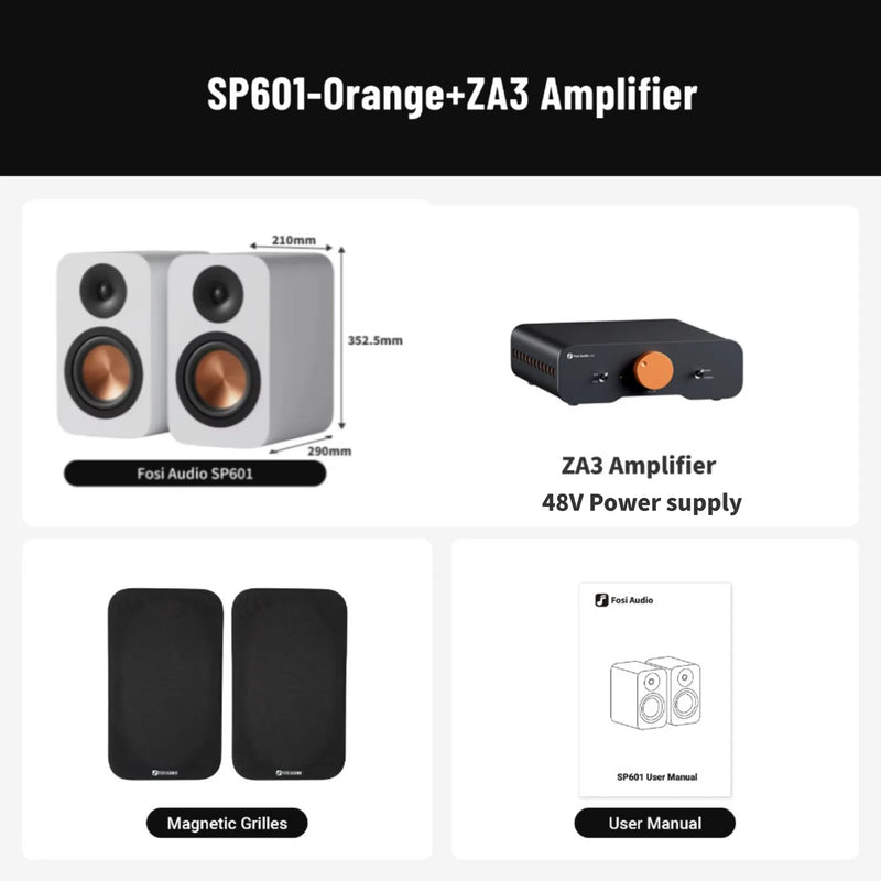 ឧបករណ៍បំពងសម្លេង Fosi Audio SP601 6Ω 160W សំឡេង Hi-Fi សម្រាប់រោងកុននៅផ្ទះ កុំព្យូទ័រលើតុ
