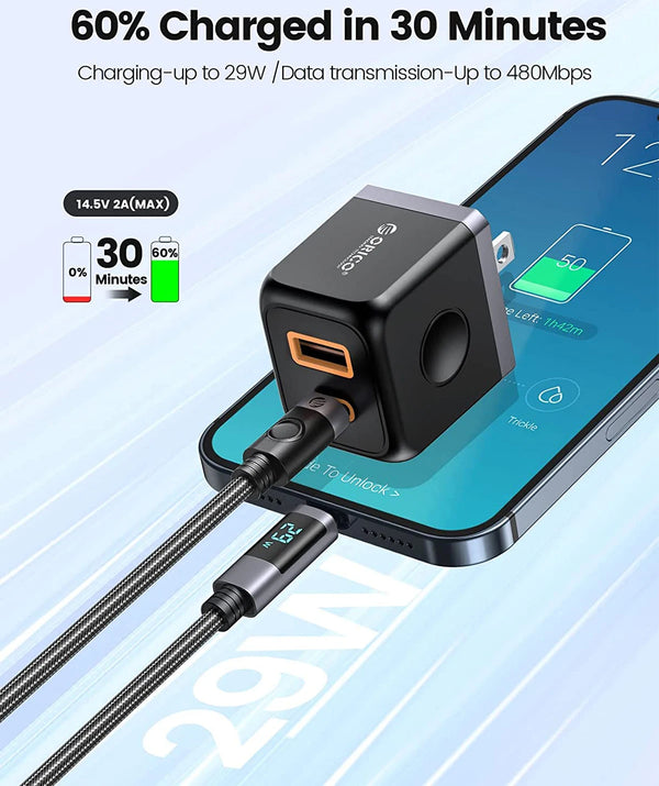 ORICO PD 29W Cable for MacBook USB C Fast Charging for iPhone Charger Type C Cable for iPhone 13 12 Pro Max