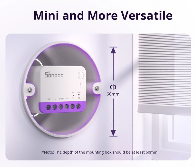 SONOFF MINI-RBS Smart Curtain Roller Shutter Switch Deviation Calibration Smart Scheduling and Exact Control via Matter ALexa