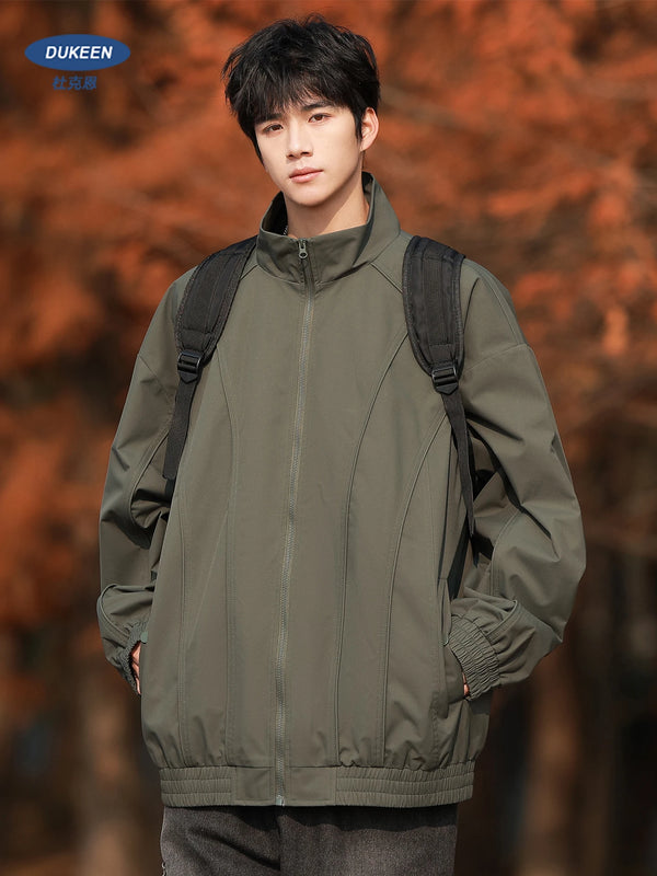 DUKEEN Stand Collar Men's Jacket 2025 Spring and Autumn Outdoor Proofwind Proofwater Loose Fit Fashion Splicing Coats