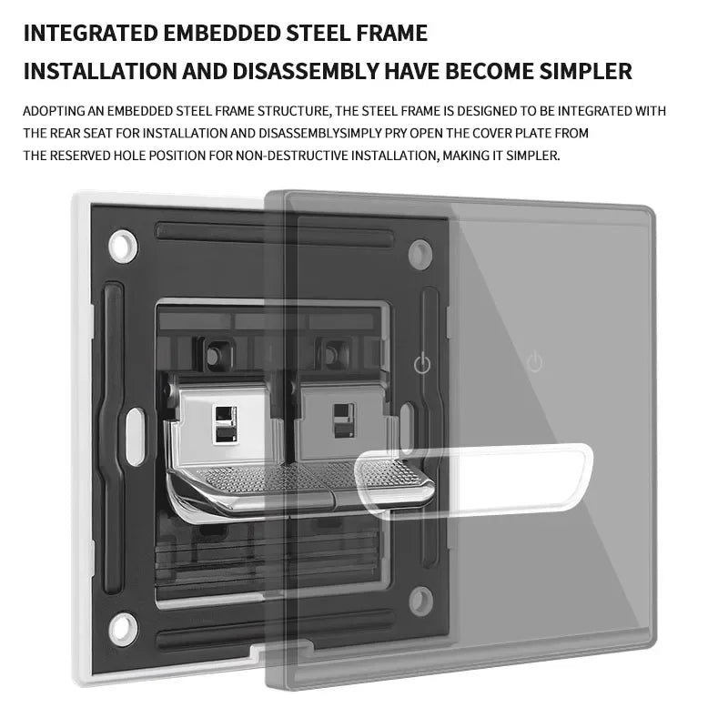 UK Crystal Tempered Glass Switch Panel LED Indicator 1/2/3/4 Gang/ 1/2 Way Self-reset  Button Light