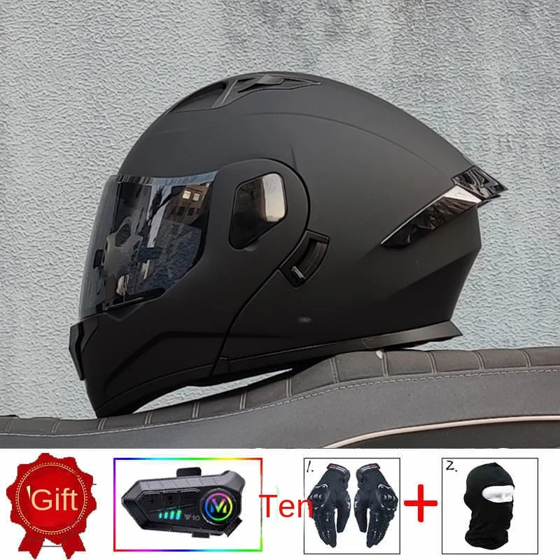 ORZ high-quality motorcycle professional racing flip helmet ABS material modular dual lens Bluetooth helmet DOT certification