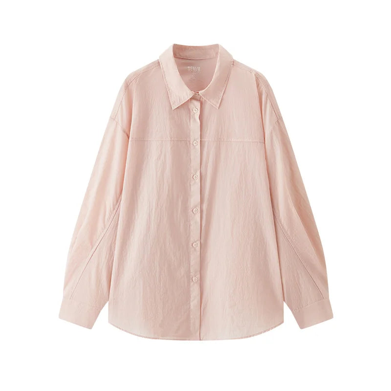 Semir Women Shirt UV 2026 Protection Textured Solid Drop Shoulder Urban Casual Everyday Style Soft Comfortable Daily