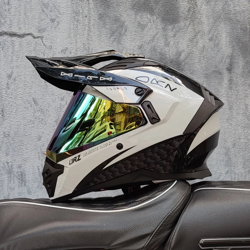 ORZ off-road ATV motorcycle helmet certified with brown lens, full face CASCO off-road motorcycle anti glare
