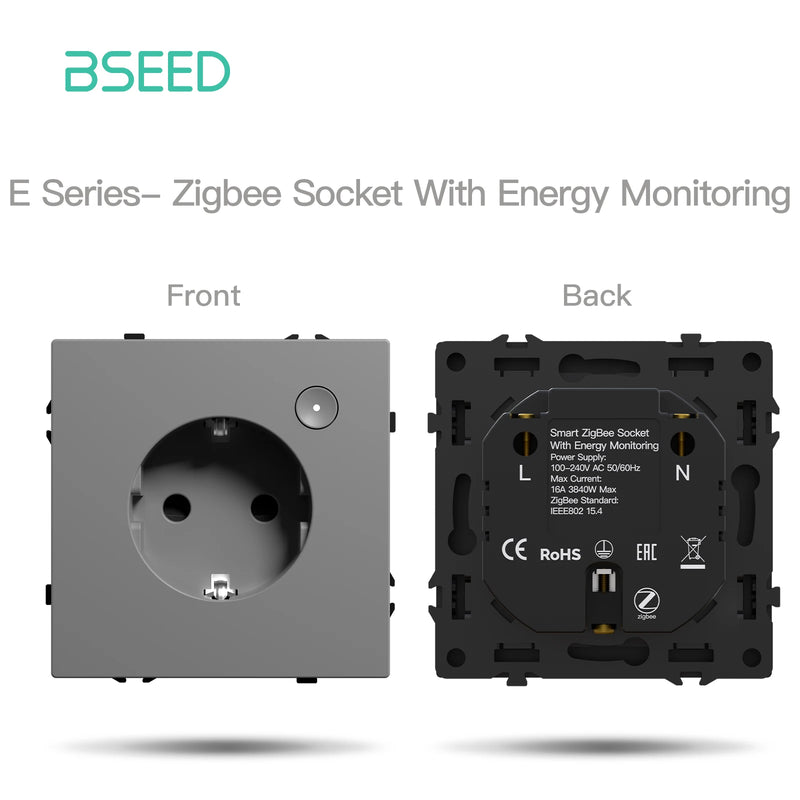 BSEED Zigbee Button Switch 1/2/3/4Gang Switch Module Smart Light Switch DIY Part Plastic Frame Smart Socket Part Tuya Smart Life