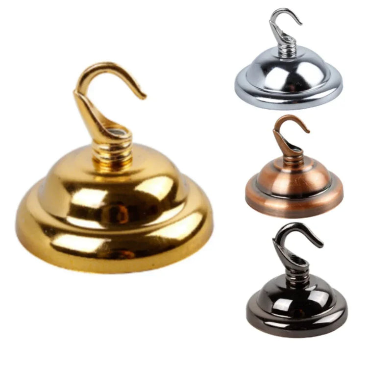 ជើងចង្កៀងពិដាន JOYINLED រចនាបែប Vintage ពណ៌ខ្មៅ/ស/សំរិទ្ធ/មាស/ទំហំ 56mm ដែកមូល DIY + ទំពក់ សម្រាប់តោងពិដាន