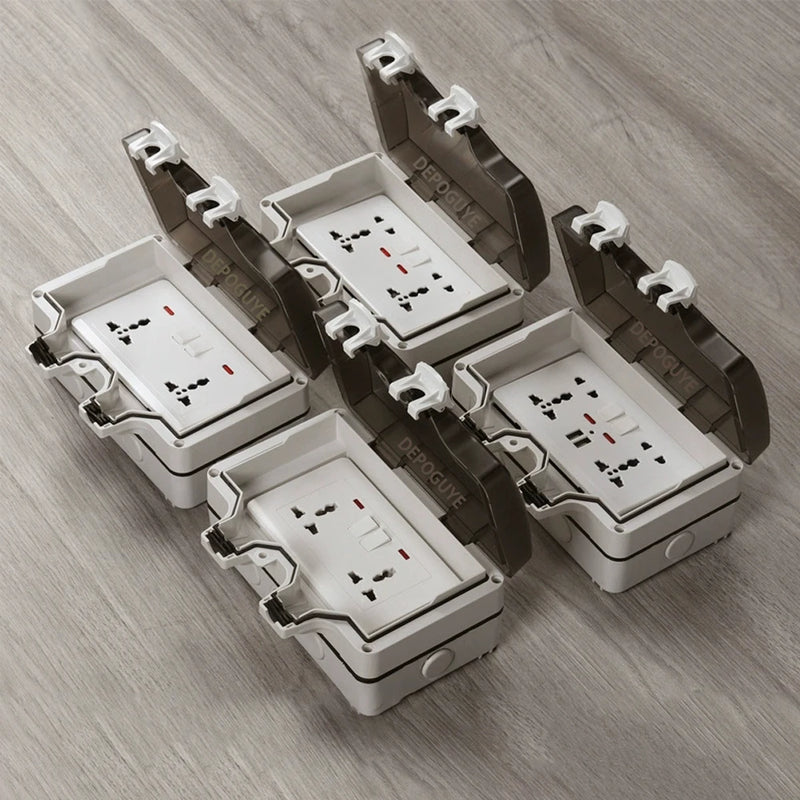 IP66 Waterproof Socket Universal UK Dual USB Outdoor Power Outlet,Kitchen And Bathroom Plug Adapter,Waterproof Rainproof Box